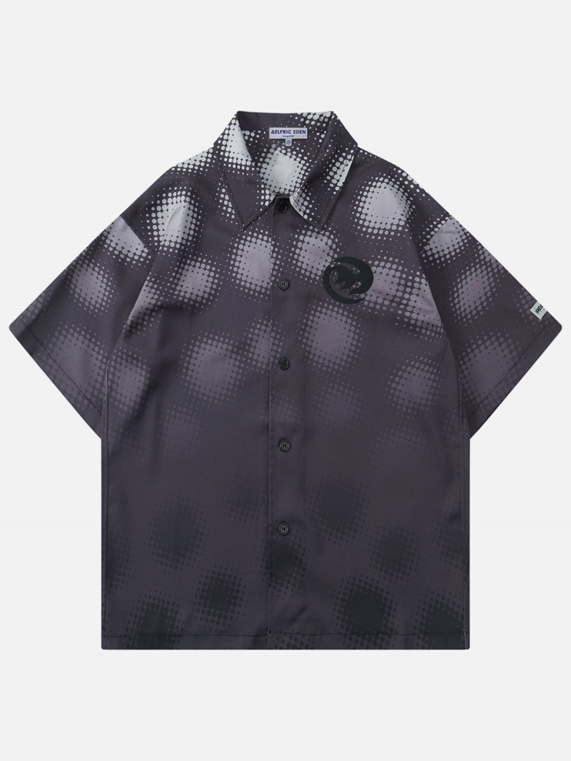 Chemise à Manches Courtes Aelfric Eden Gradient Spot Embroidered Blanche | DGK-71058456